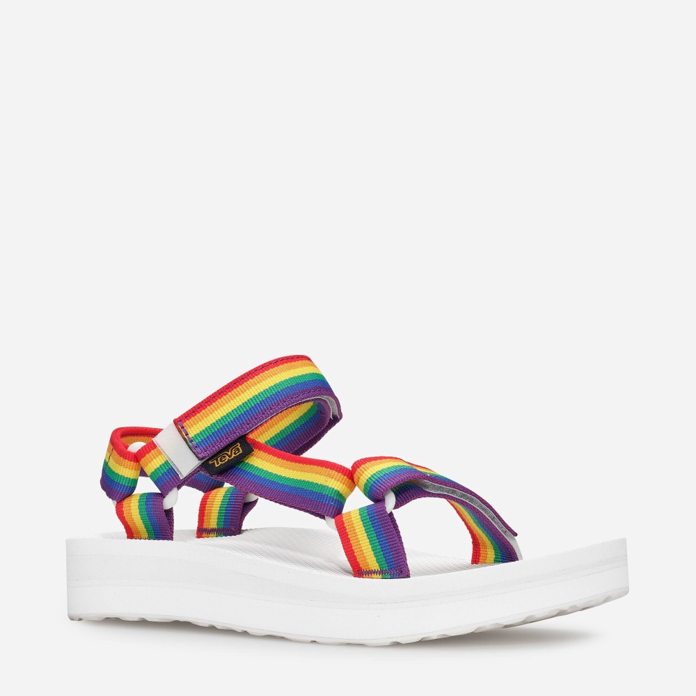 Teva Midform Universal Rainbow Pride Women's Multicolor / White Sandals CA60575 Canada Sale